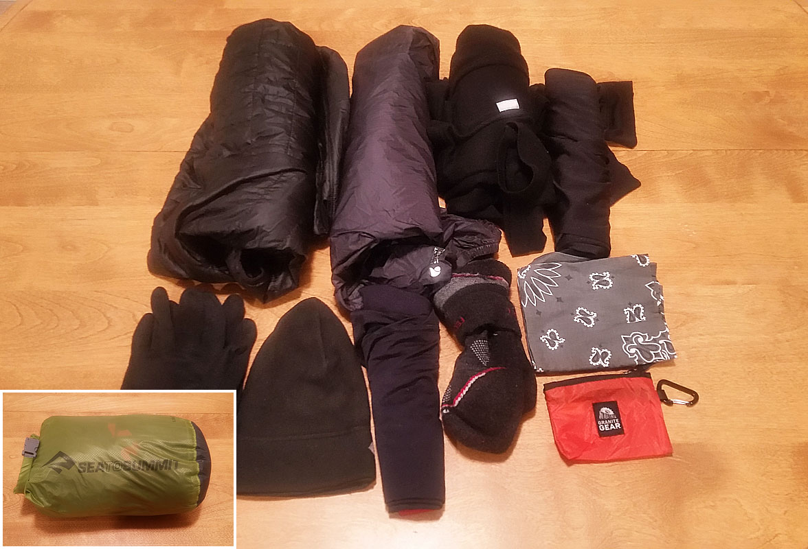 Erik the Black's Backpacking Gear List - Clothing Packed