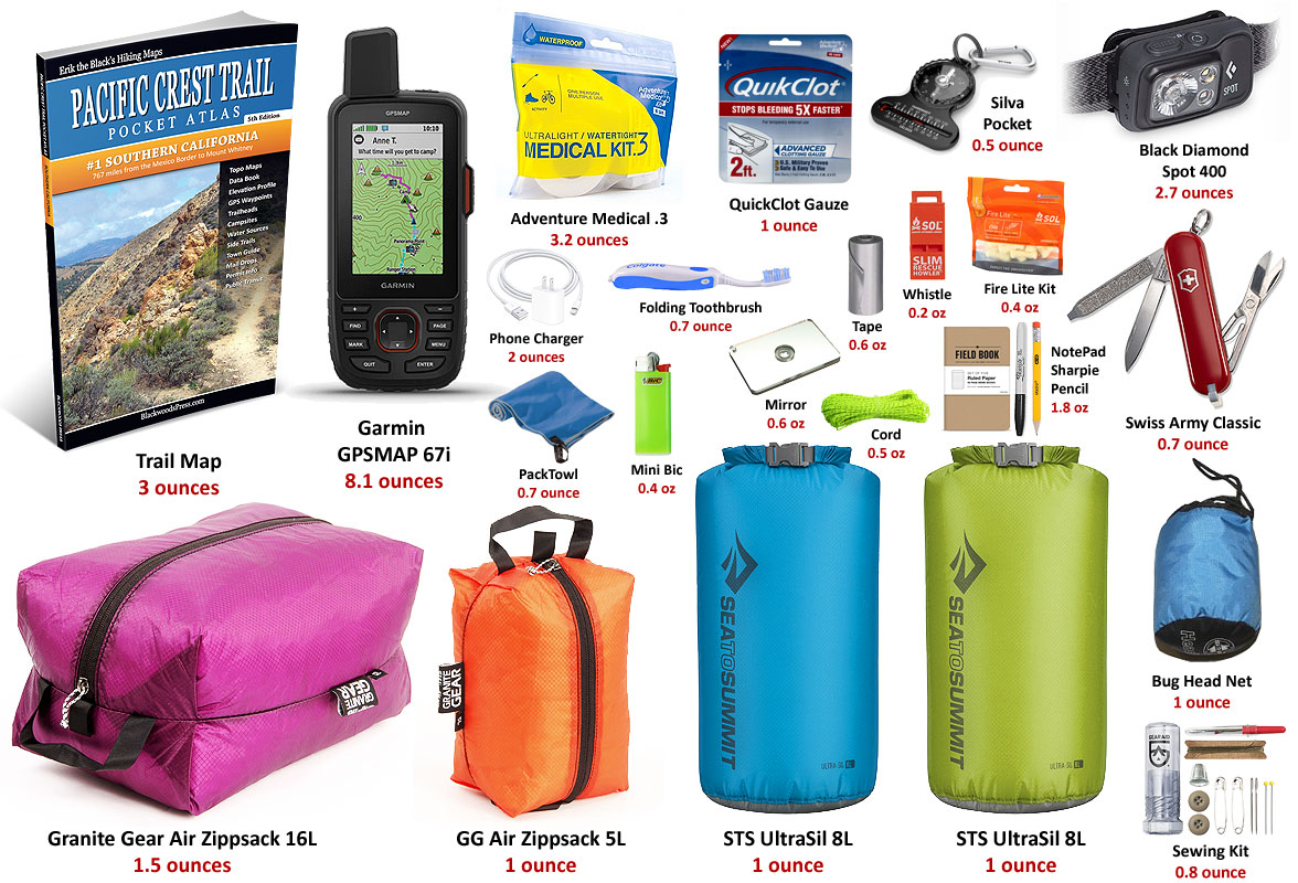 Lightweight Backpacking Gear List - Survival & Miscellaneous