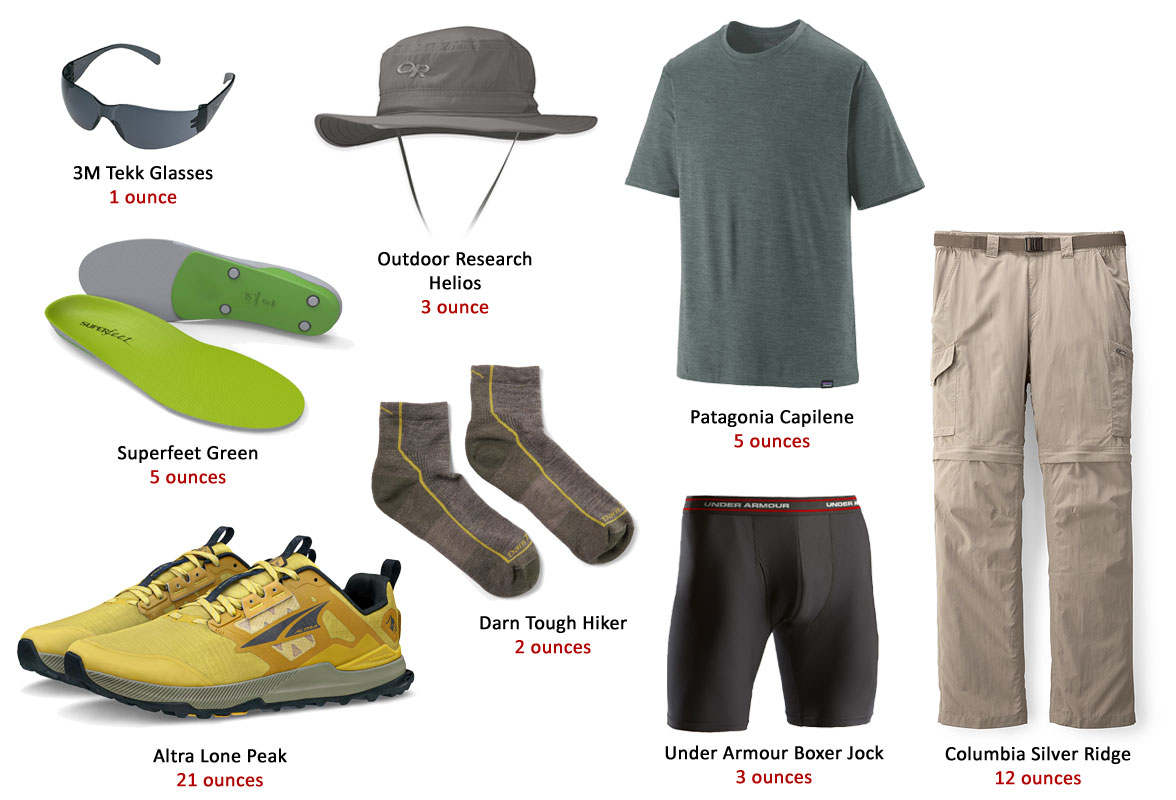 Ultralight Backpacking Gear List - Clothing Worn